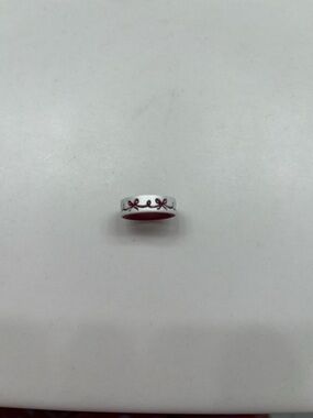 QALO Pearl White and Burgandy Decorative Bow Band Ring - Women Jewelry